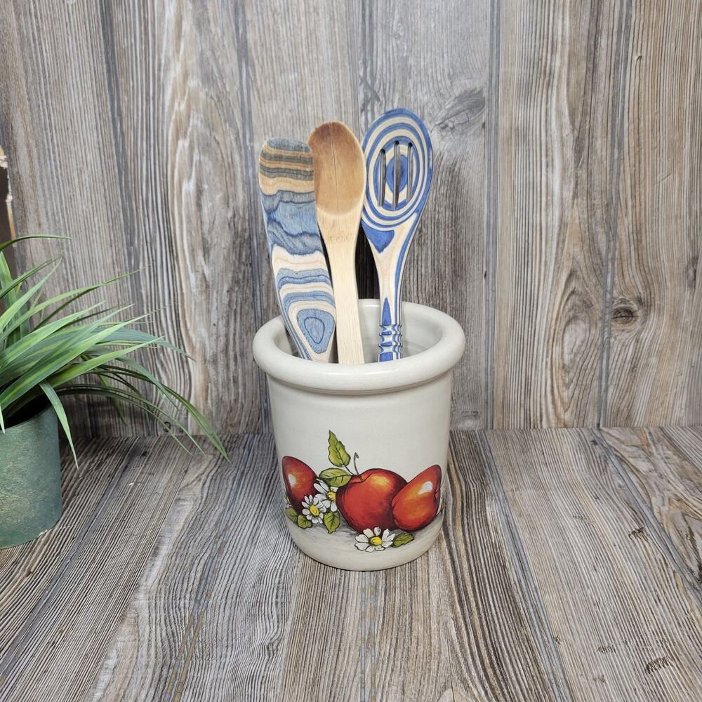 Vintage Shaker n Thangs Pottery Apple Crock, Utensil Holder, Planter